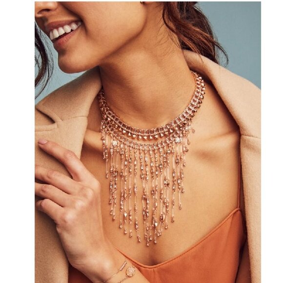 Kendra Scott Oscar Choker Necklace Rose Gold-Tone / Blush Crystal - Picture 1 of 5